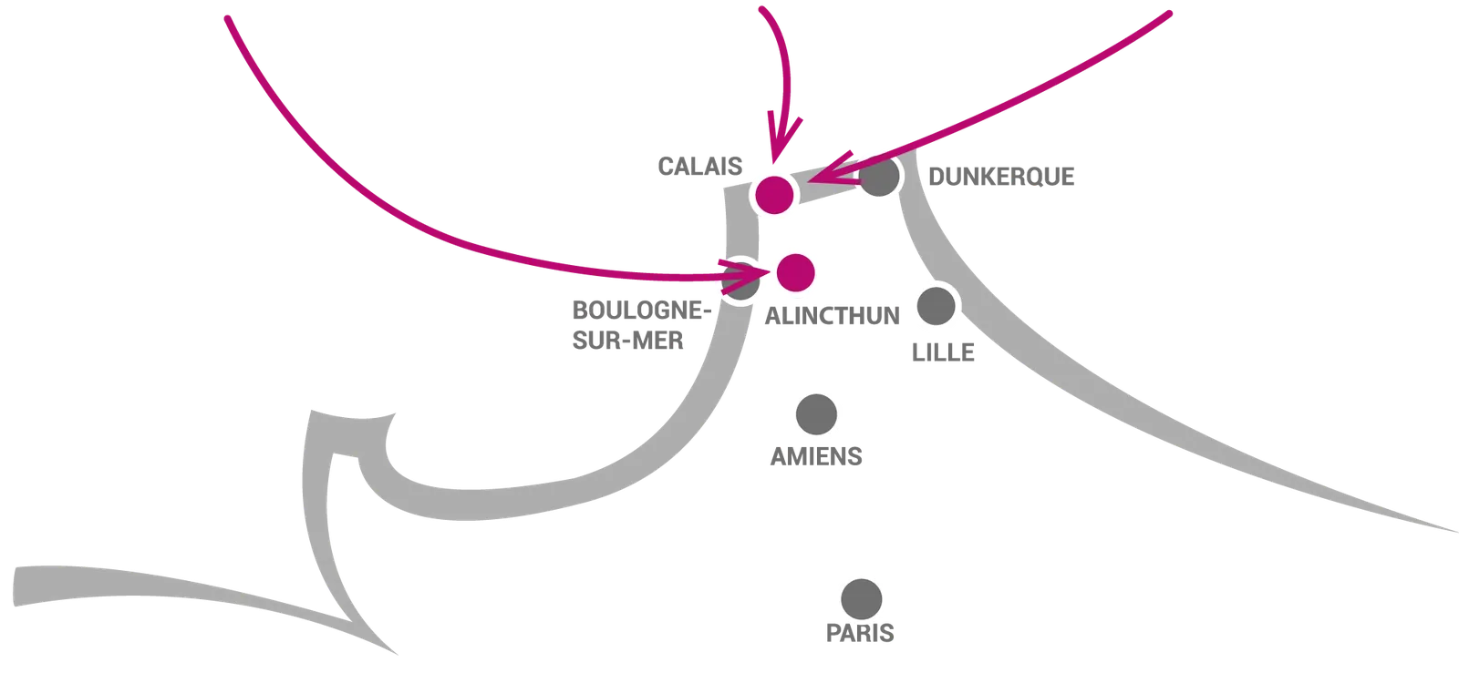 Carte des Hauts-de-France : Calais, Boulogne-sur-Mer, Dunkerque